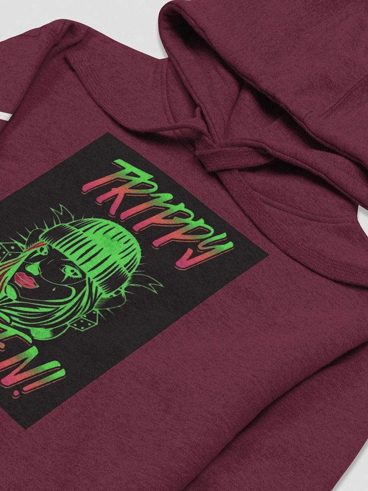 Trippy Queen Hoodie (Front Only) with White Sleeve Detail. product image (2)