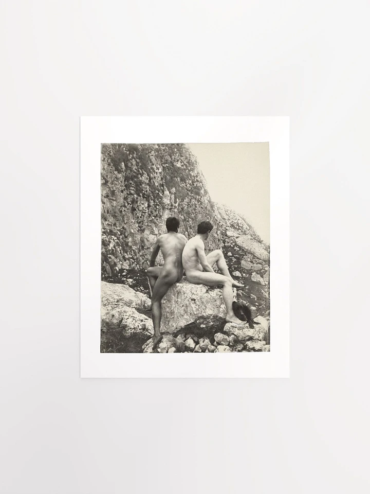 Two Nude Male Youths On Rock By Wilhelm Von Gloeden (c. 1890) - Print product image (1)