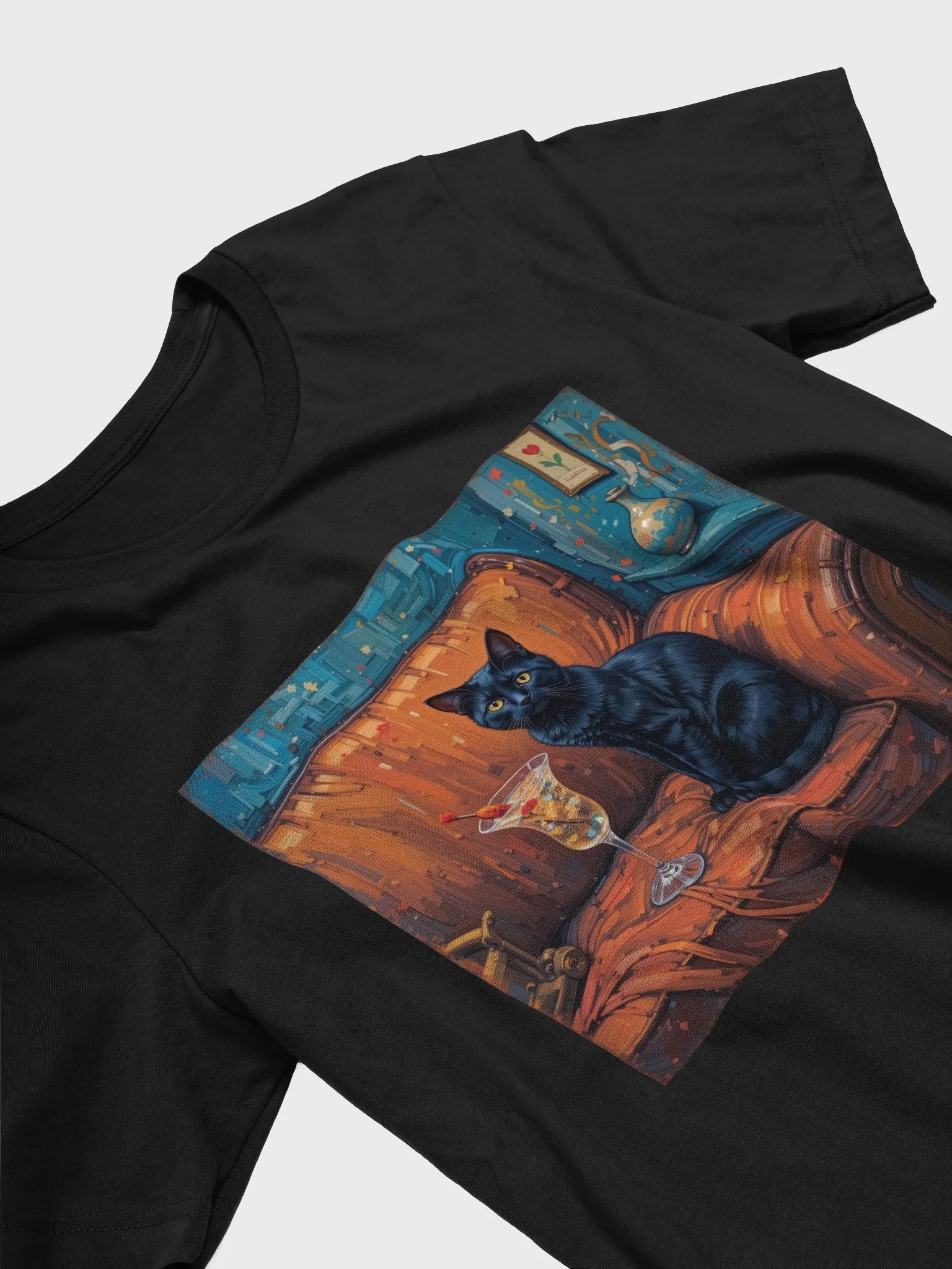 BLACK CAT ON COUCH NEXT TO MARTINI product image (3)