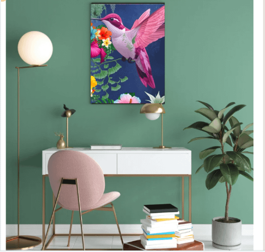 White and Pink Hummingbird Wall Art product image (4)