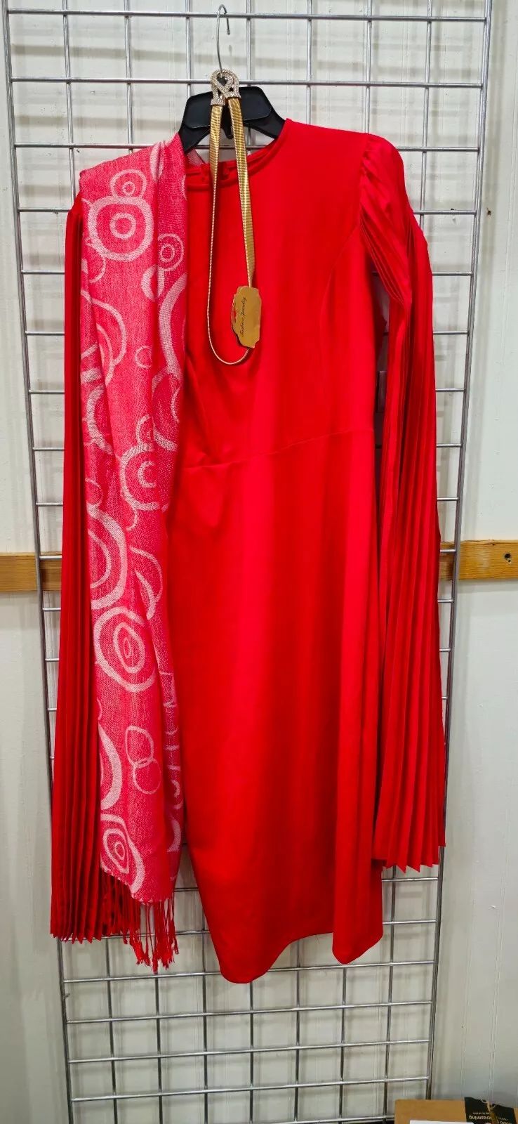 Medium Red Pleated Sleeve Dress product image (2)