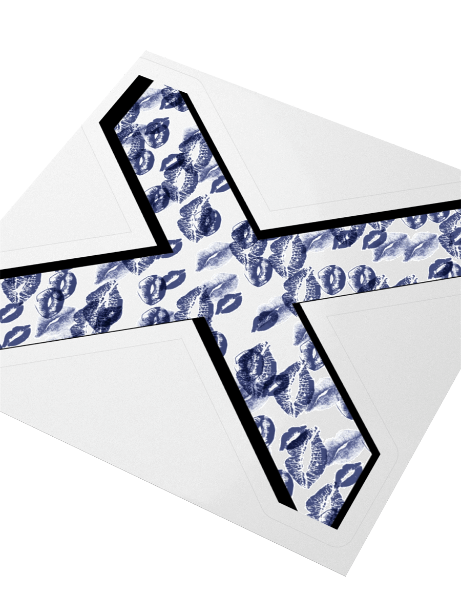 White X Dark Blue Lipstick Kisses | Kiss-cut Sticker product image (3)