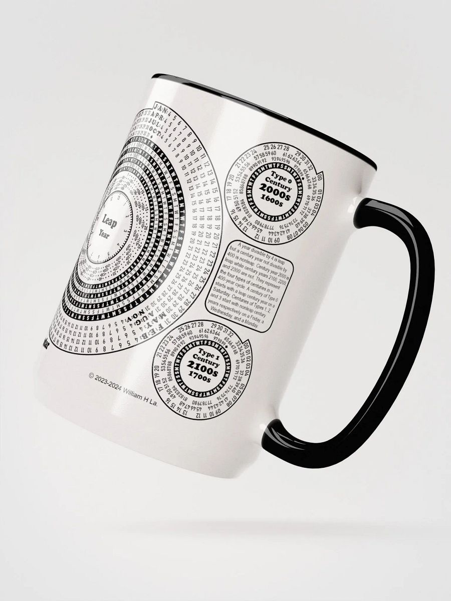 Spiriform Perpetual Calendar 15oz Ceramic Mug with Color Inside product image (3)