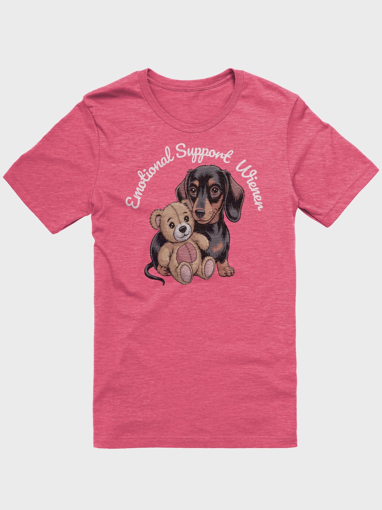 Emotional Support Wiener Dog T-Shirt – Cute Dachshund & Teddy Bear Graphic Tee product image (1)