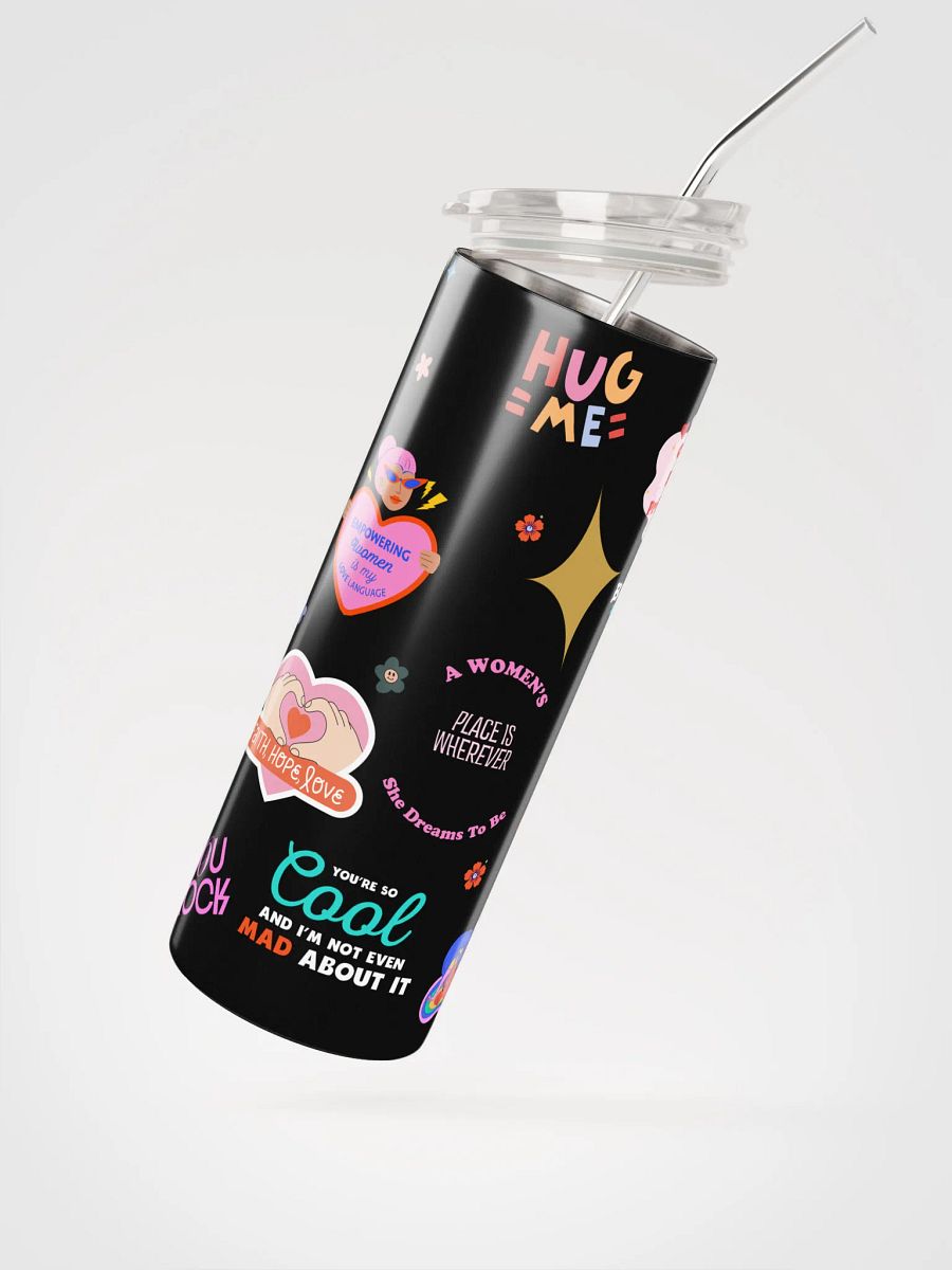 20 oz Stainless Steel Thermos cup, leak proof cup lid, Empowerment Vibes Tumbler for women, mug, portable Bottled Water Bottle. product image (2)
