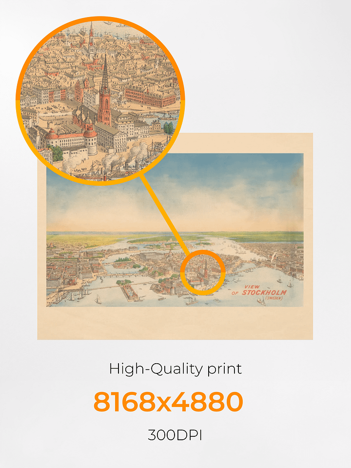 Stockholm 1901 Poster Print – Hand-Drawn Cityscape Print (Unframed) product image (2)