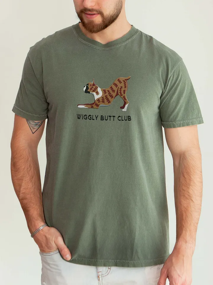 Wiggly Butt Club T-Shirt(Embroidered) of a Boxer(Brindle) product image (2)
