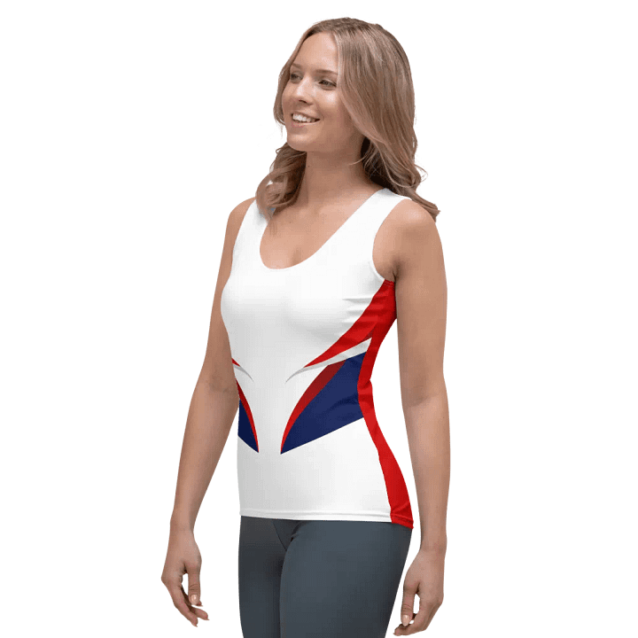 White And Red Women's Tank With Wave Design product image (2)