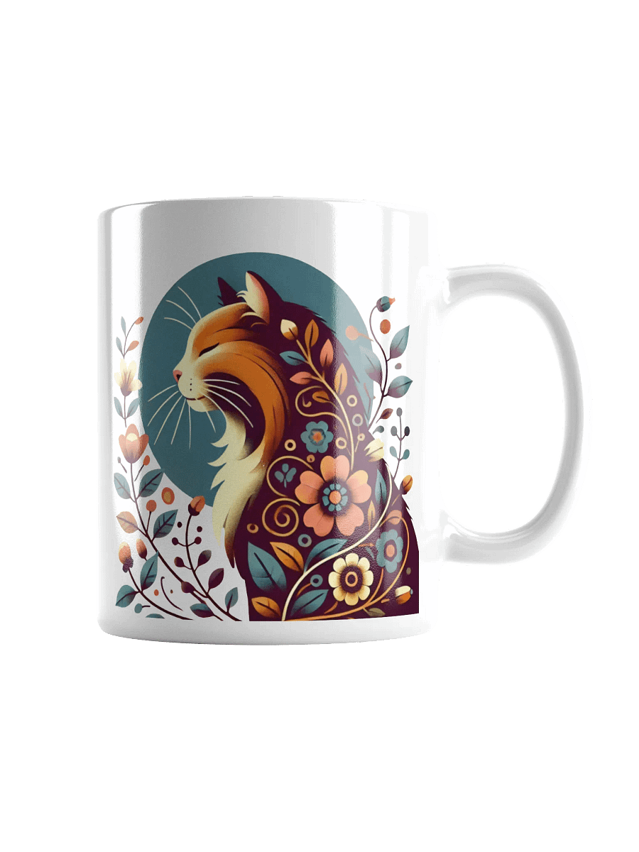 Long Haired Calico Cat and Floral Design Mug product image (2)
