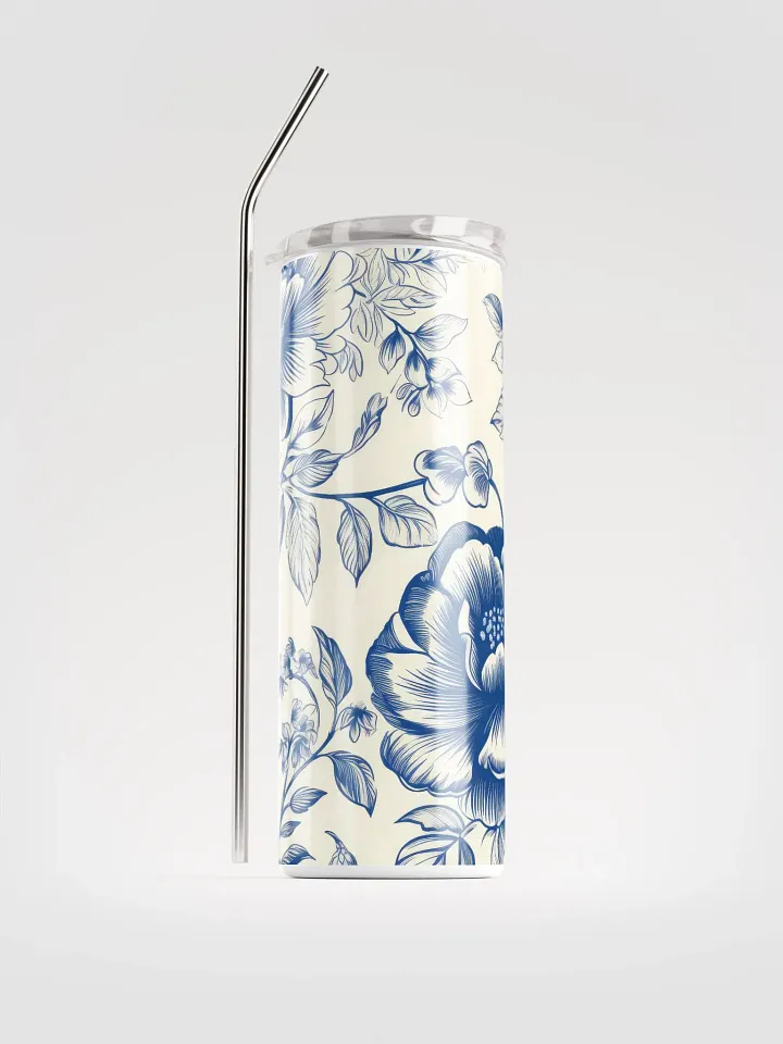 Embrace Tradition with Floral Elegance: Delfts Blue Stainless Steel Tumbler product image (1)