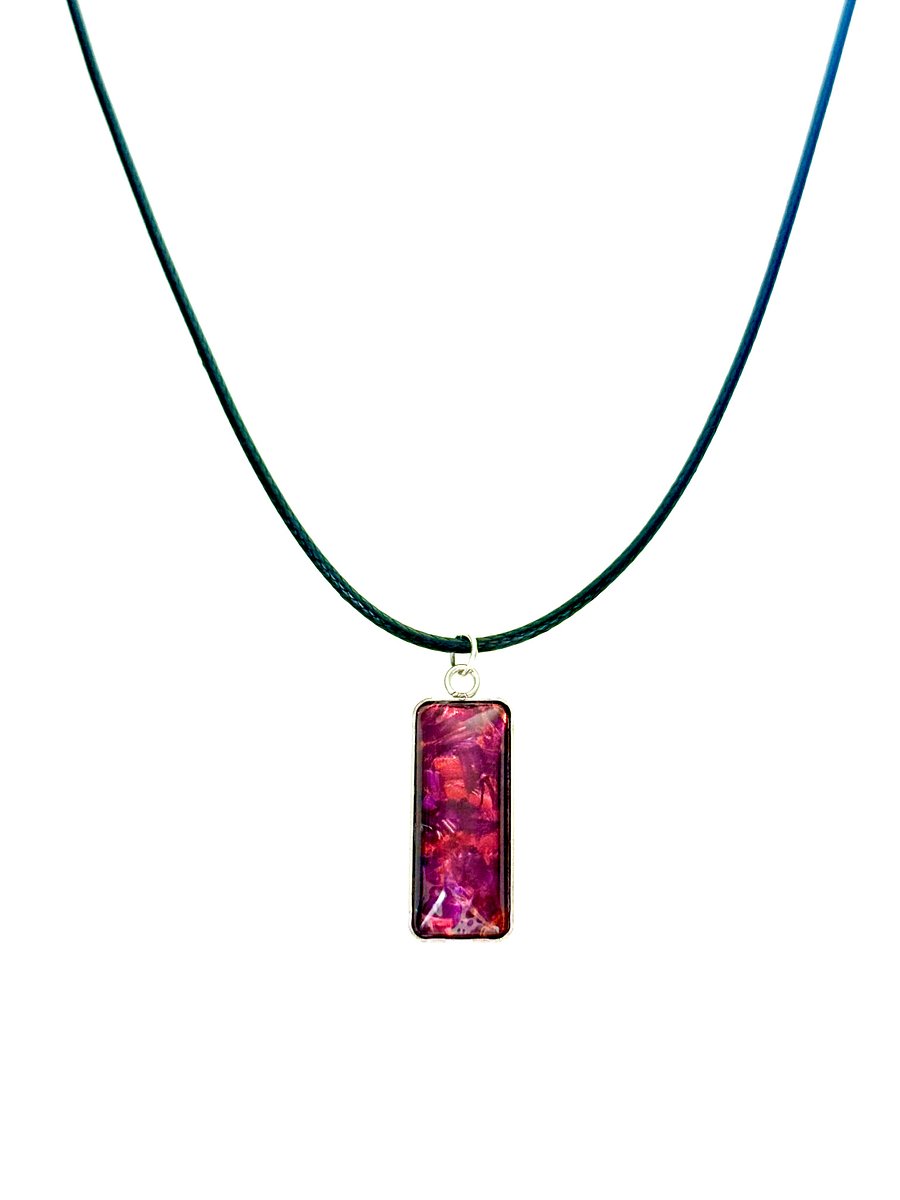 Electric Tide Pendant Necklace | Cranberry Bog Pink | Rectangle Cabochon | Monique Faella Designs™ | MFD-00159 product image (2)