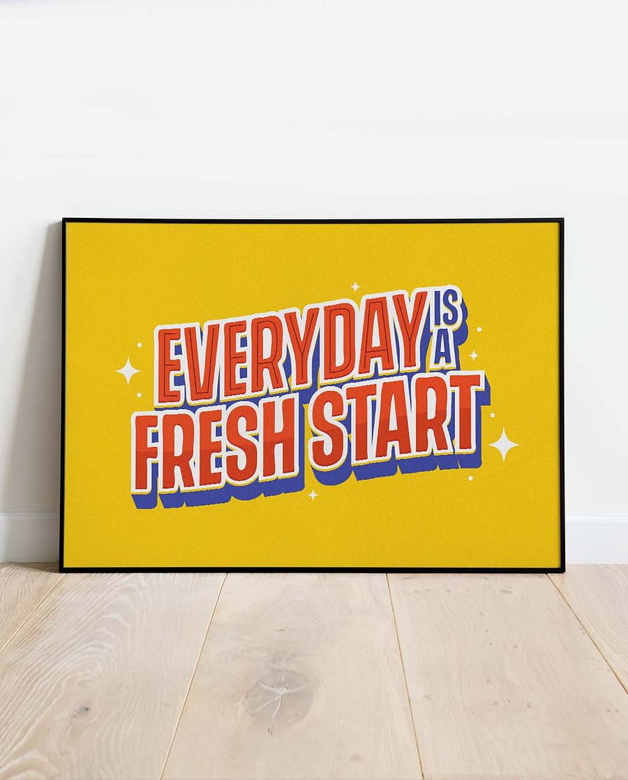 Everyday is A Fresh Start Quote Affirmation Printable Wall Art Decor - Instant Download product image (1)