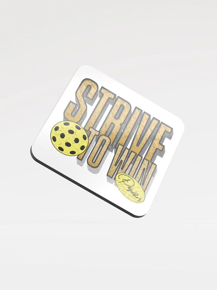 Strive to Win Pickleball Golden Text Cork Coaster product image (1)