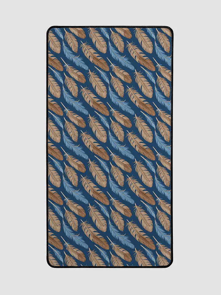 Desk Mat (31.5x15.5 inches) - Pattern of Blue and Brown Feathers product image (2)