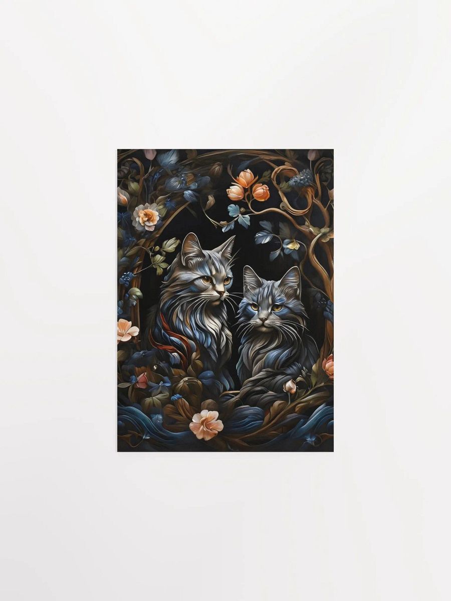 Regal Cats & Floral Art Poster product image (1)
