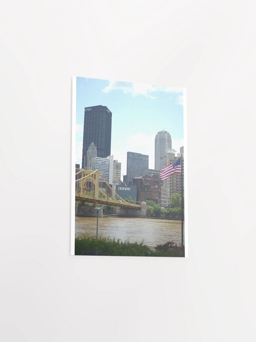 Pittsburgh - U.S. Steel Tower, Andy Warhol Bridge, and U.S. Flag - print/poster product image (3)