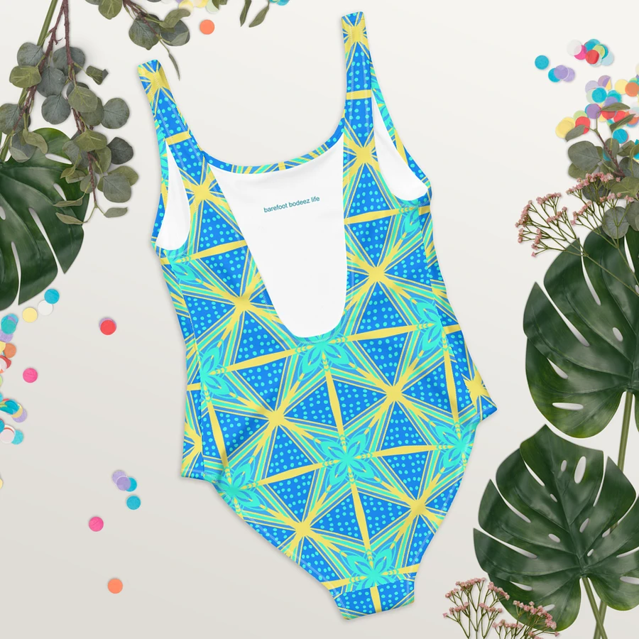 Stunning Blue and Yellow Pattern Swimsuit product image (5)