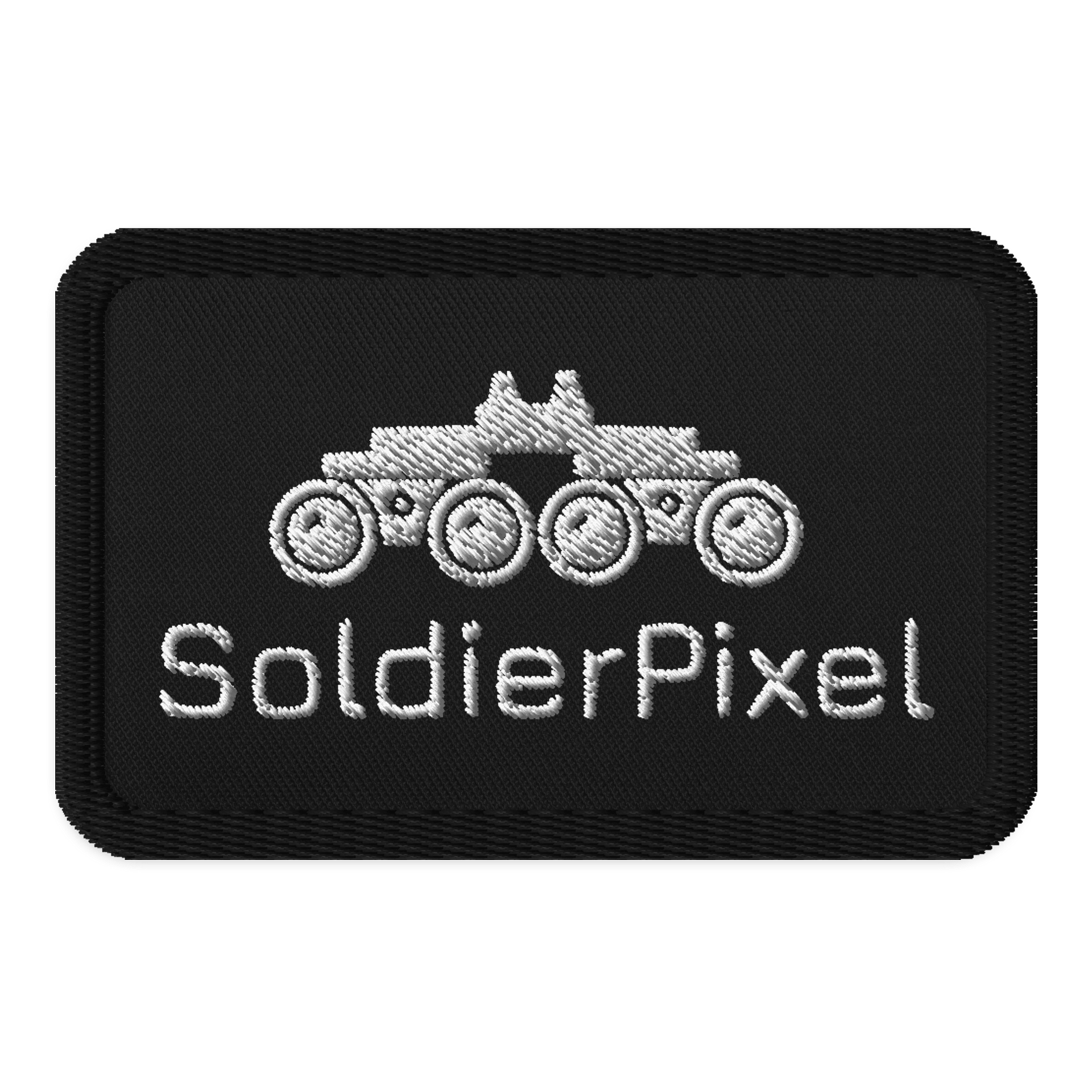 Black Embroidered Patch By TikTok Creator SpSoldierPixel With White Logo product image (1)