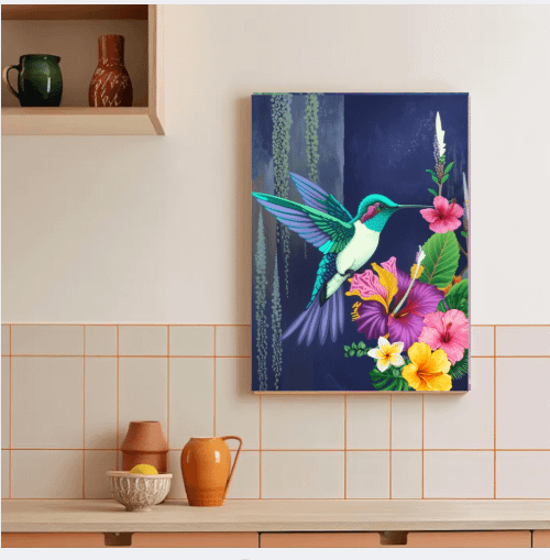 White and Blue Hummingbird Wall Art product image (4)