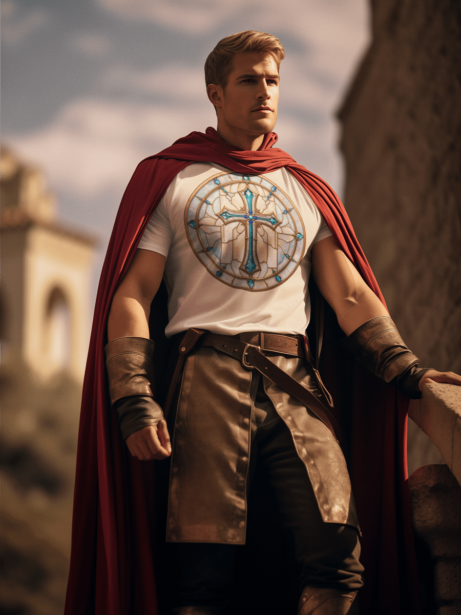 Divine Cross Stained Glass Men's Tee product image (1)