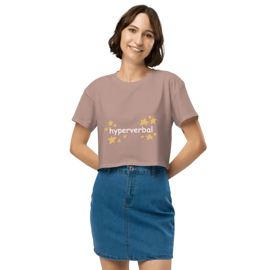 hyperverbal (comic sans with stars) printed crop top product image (46)