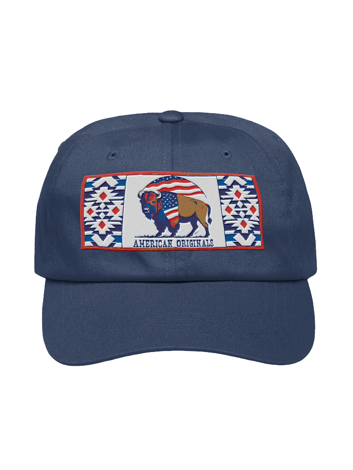 American Bison Embroidered Hat with Patriotic Flag Motif product image (1)