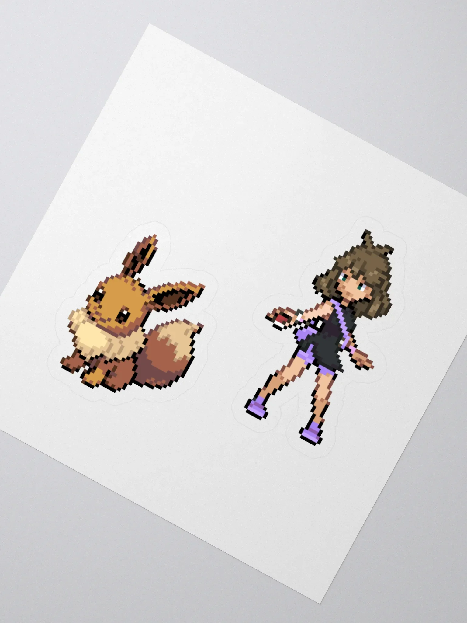 Pixel Art Pokemon Trainer & Eevee stickers product image (2)