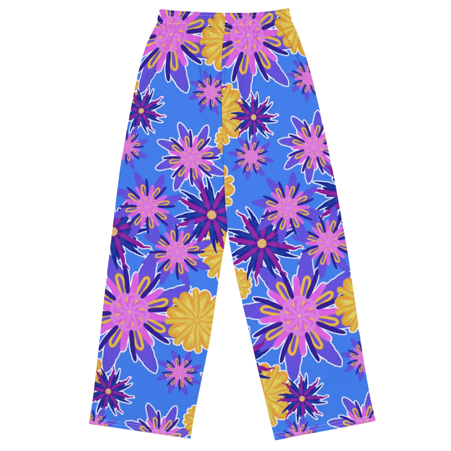 Fanciful Flowers On Powder Blue Wideleg Pants product image (1)