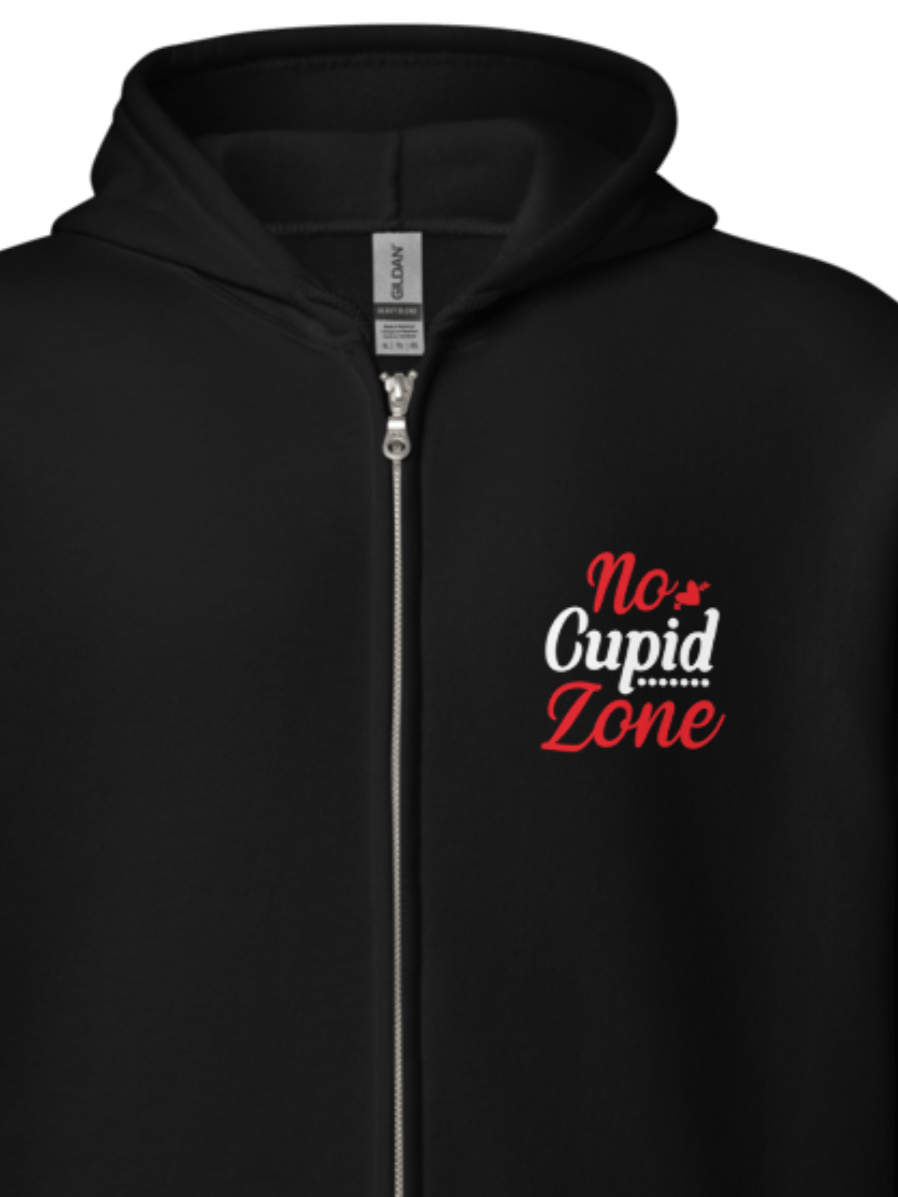 No Cupid Zone Zip Up Hoodie (Front & Back) product image (2)