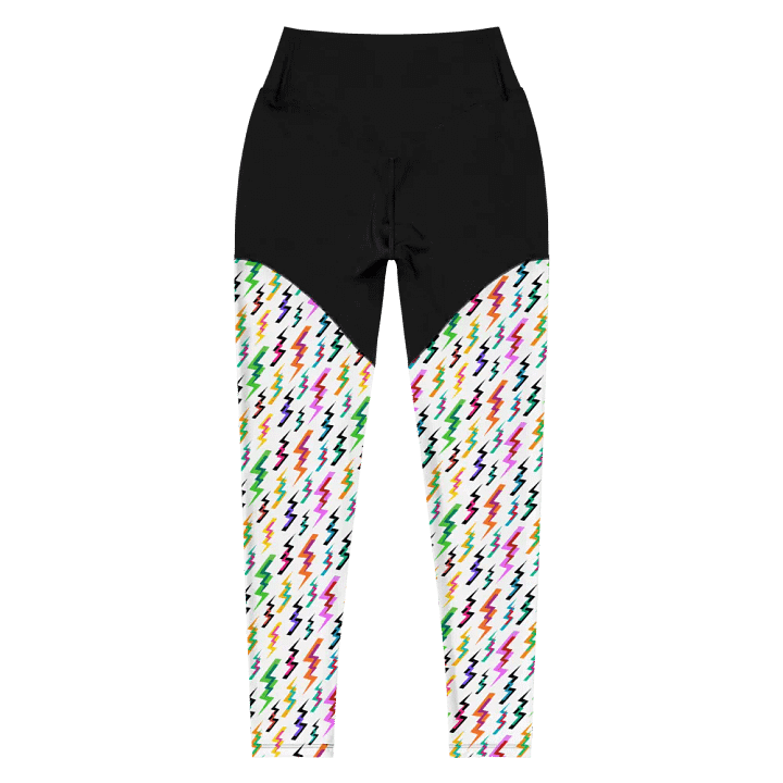 Lightening Bolts 1980s Pattern, Rainbow Color Leggings product image (2)