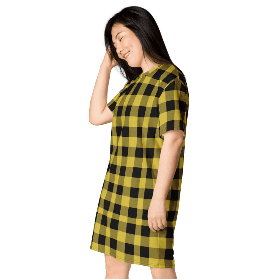 T-SHIRT DRESS VINTAGE CHECKERED ORANGE YELLOW product image (6)