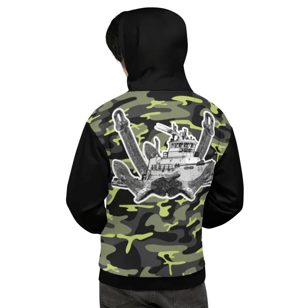 black & Green Camouflage Twin Anchor Titan tug Hoodie product image (9)
