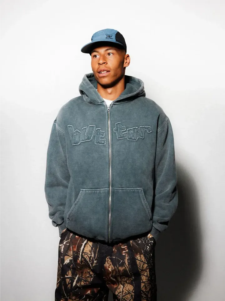 Mineral Wash Zip-Thru Hood, Charcoal product image (1)