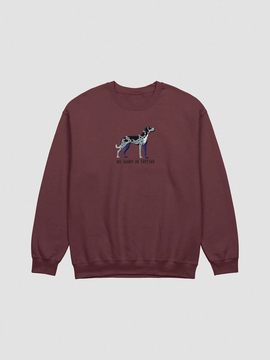 No Harm in Treeing Sweatshirt (Embroidered) of a Catahoula Leopard Dog(Blue Leopard) product image (1)