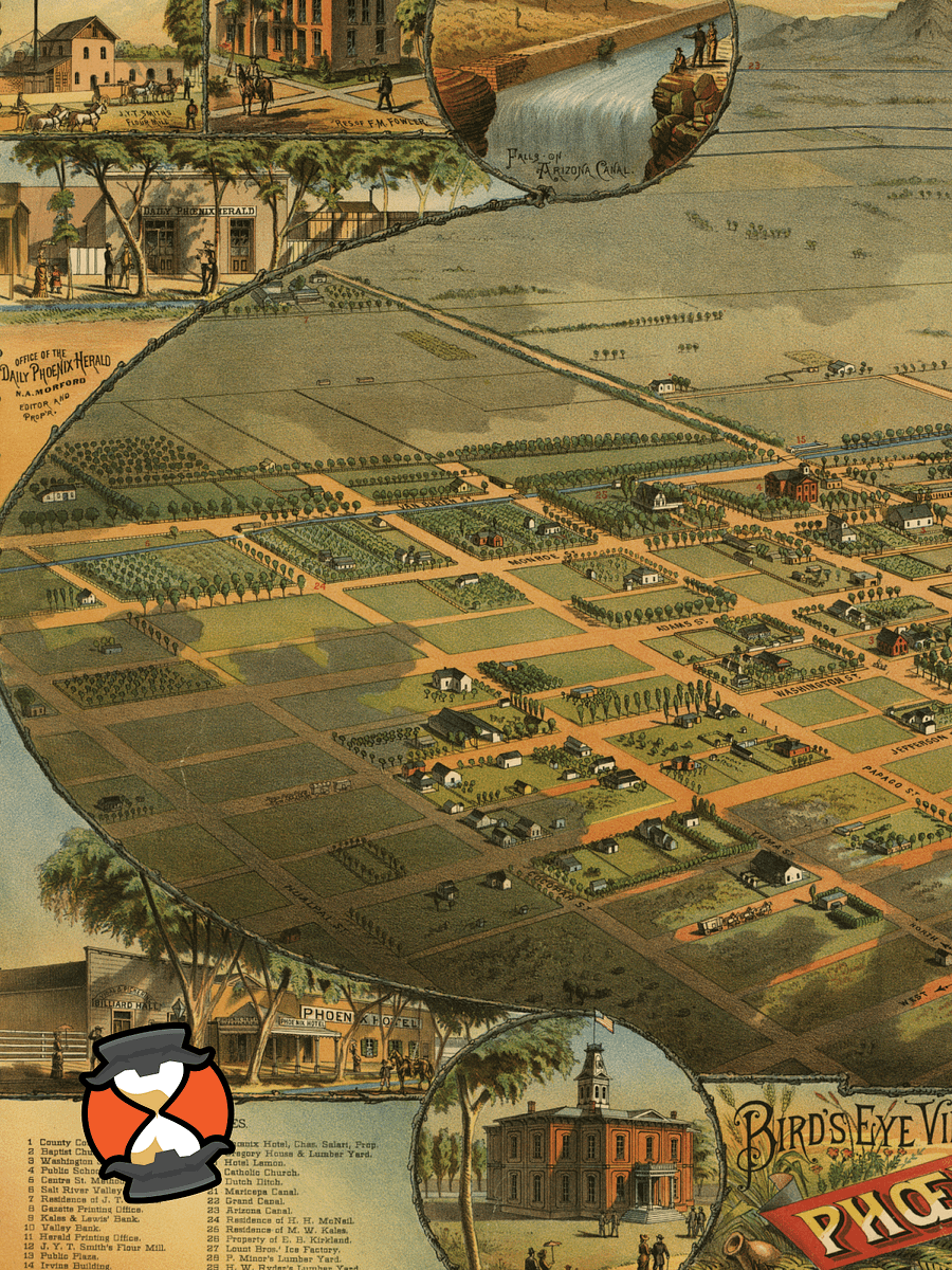 Phoenix Arizona 1885 Framed Poster Print – Hand-Drawn Historic City Map product image (2)