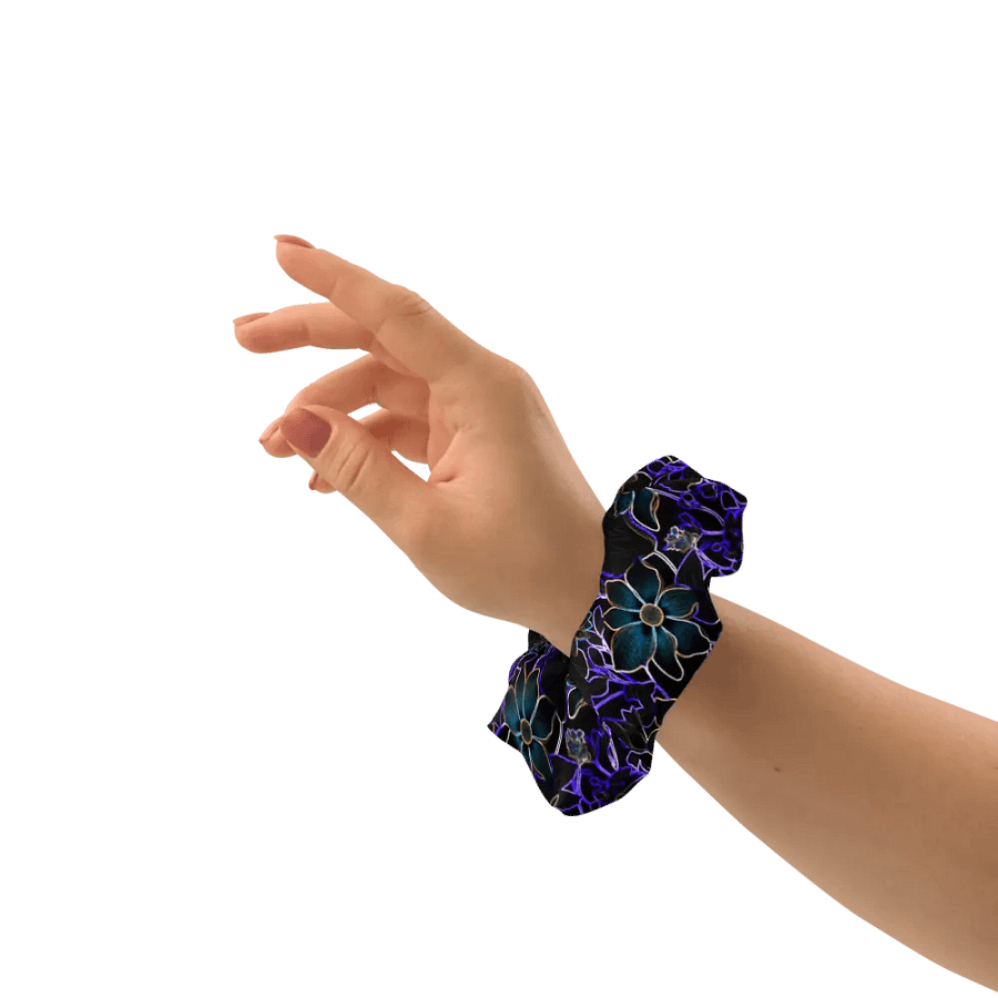 Trippy Floral Purple,Teal /All-Over Print Scrunchie by Sublicolor product image (3)