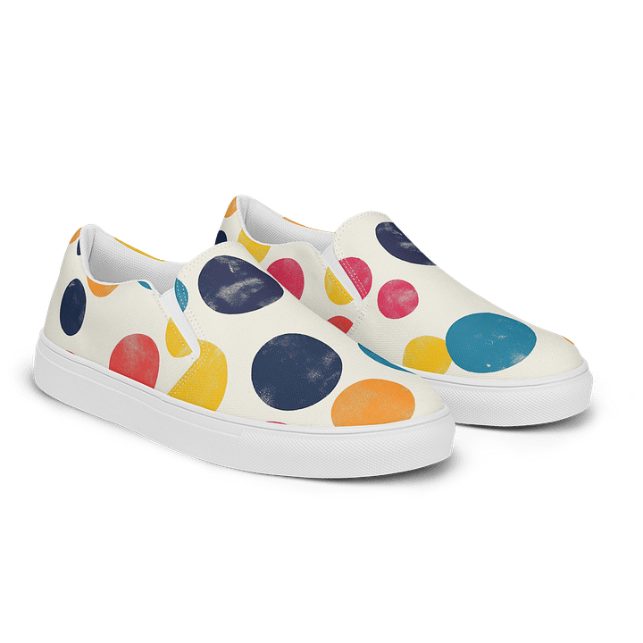 Polka Dot Illusion Vintage Retro Women's Slip-On Canvas Shoes product image (2)