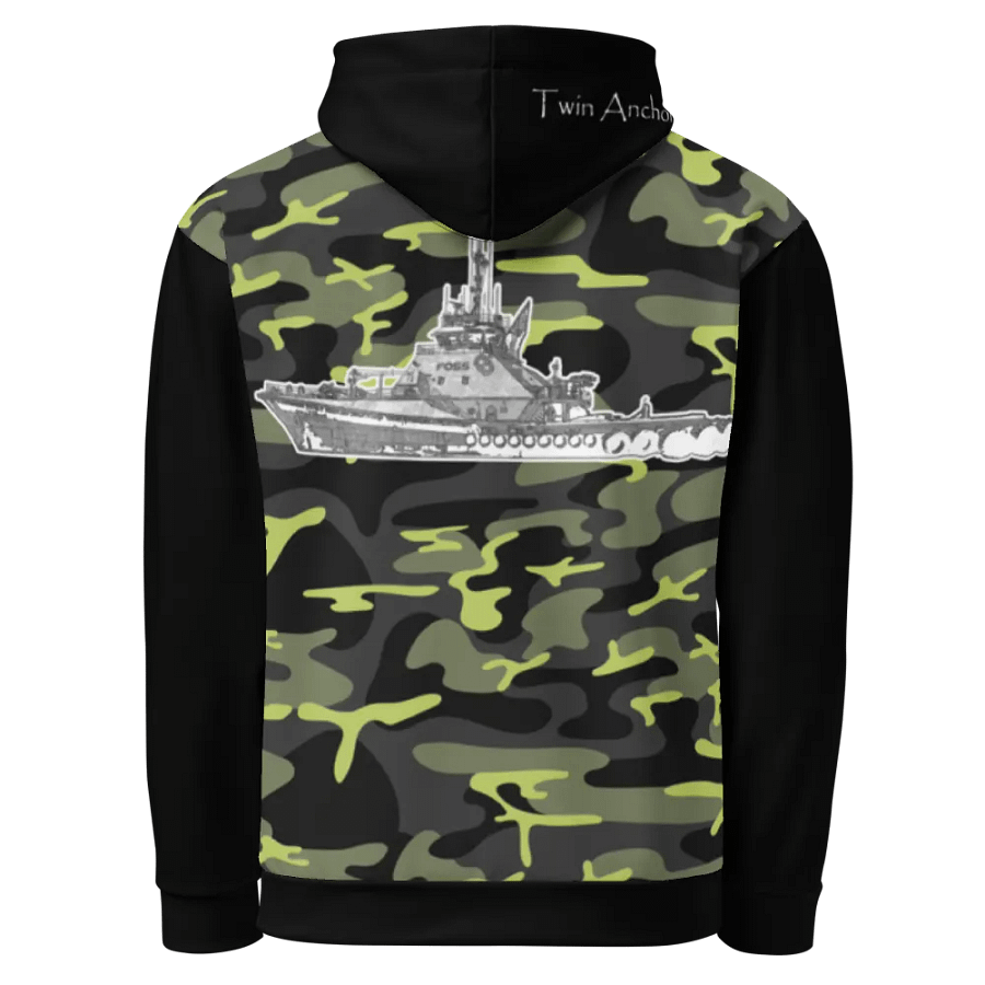 black & Green Camouflage Foss tug Sketch Hoodie product image (1)