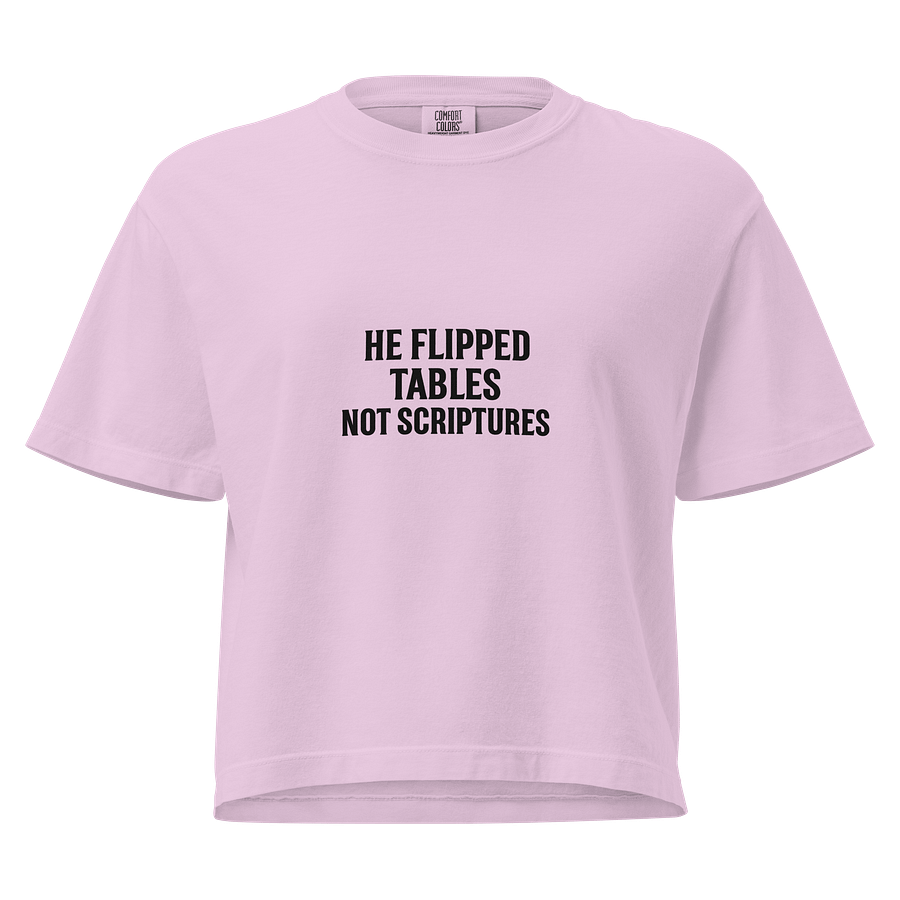 100% COTTON - HE FLIPPED TABLES NOT SCRIPTURES – Women’s Flame Boxy Tee – product image (9)