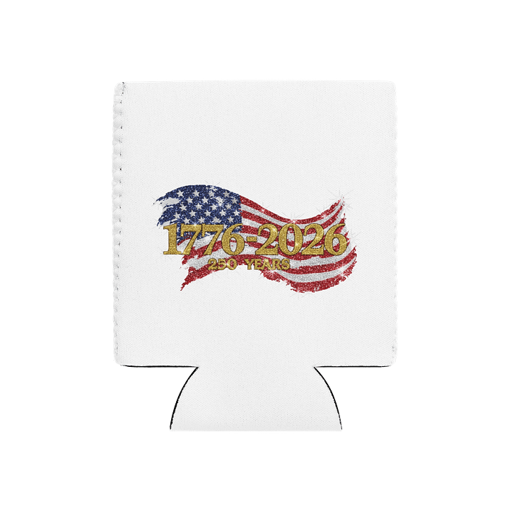 1776-2026 Faux Glitter American Flag - 250 Years Anniversary, Sparkle Patriotic, Fourth of July Celebration Coozie Can product image (1)