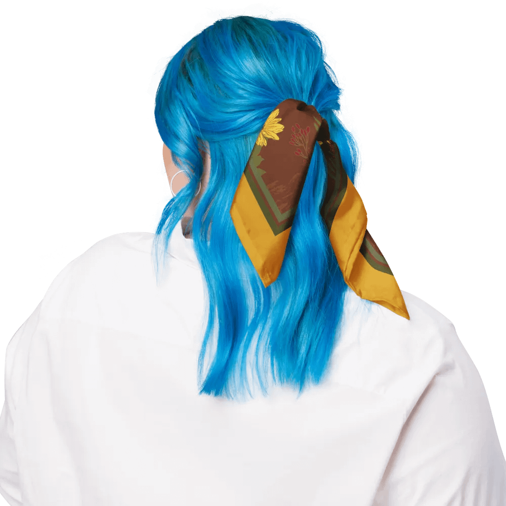 “Helianthus Sunflower Amongst the Greens” Bandana with Gold product image (3)