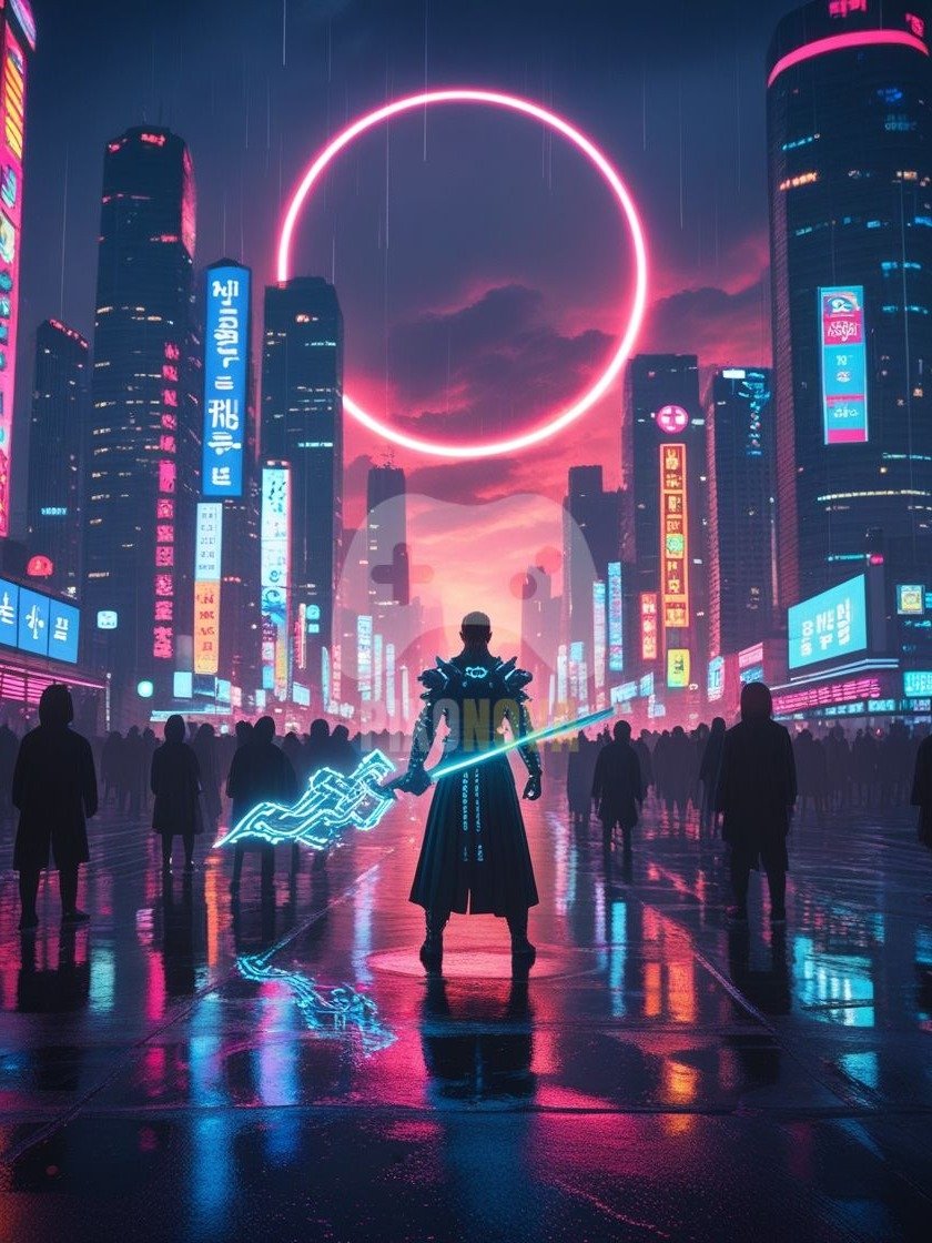 Eclipse Over Arcade City | Square Digital Art Set (1120 x 1120 px, PNG + PDF) product image (2)