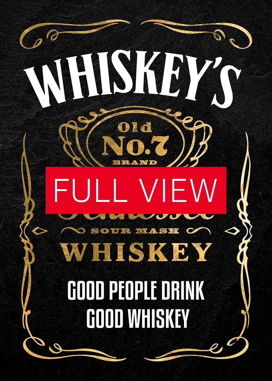 Good people drink good whiskey / Jack Daniel's — Whiskey gold blackboard art deco poster with quote, vintage gold poster product image (3)