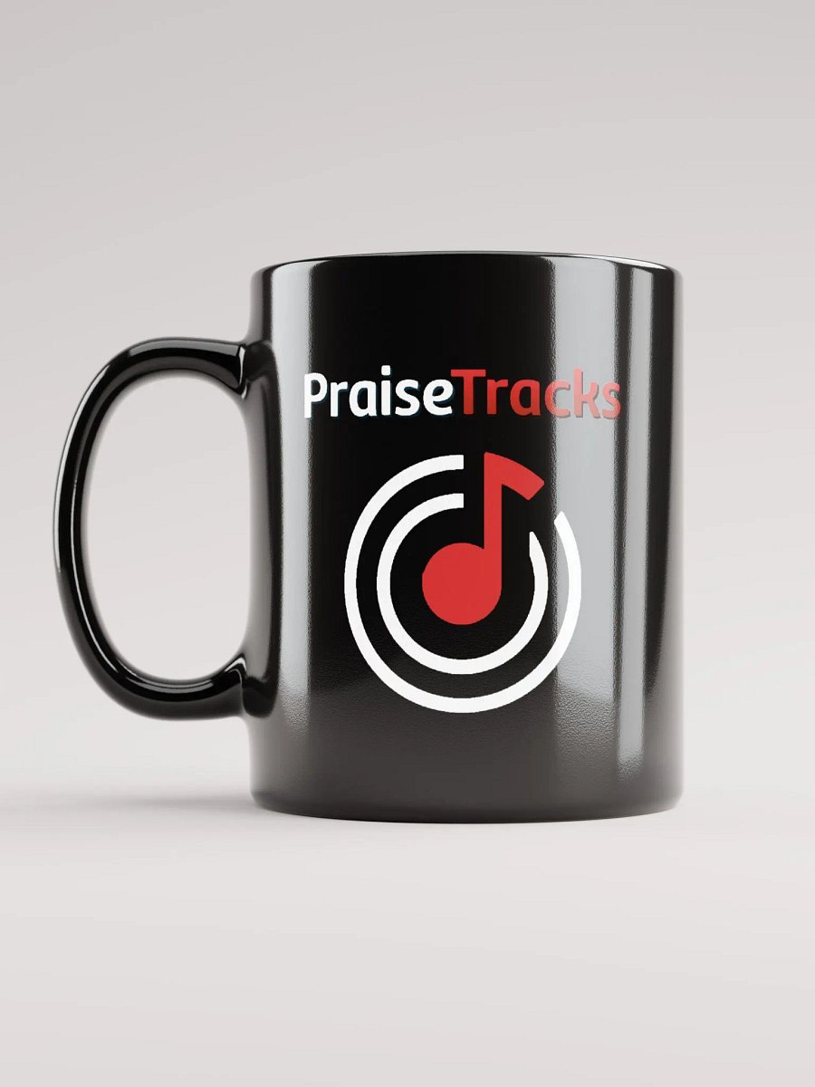 PraiseTracks Logo Glossy Black Coffee Mug | Right Handed product image (3)