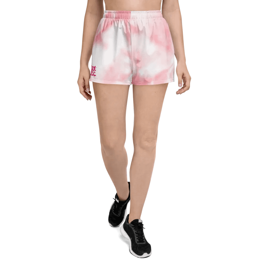 Women's | BRN.2C.C.™ Athletic Shorts | Pink & White Tie-Dye | Sporty Coastal Style | High-Waisted Fit product image (1)