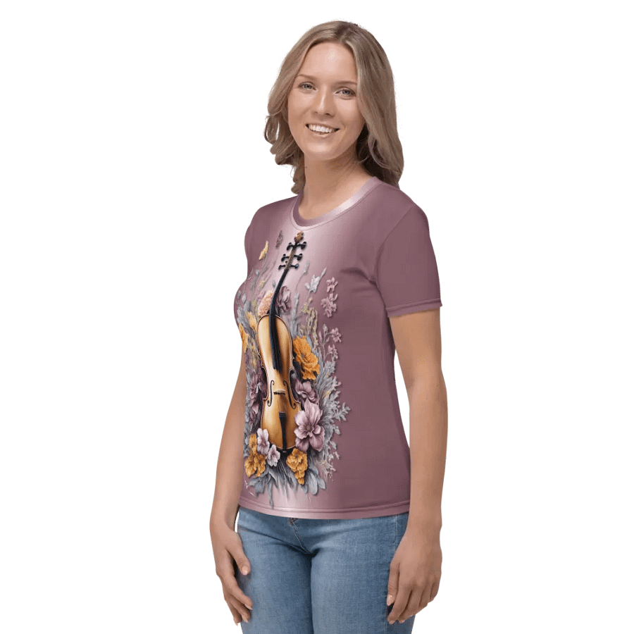 Floral Violin All Over Print T-shirt product image (4)