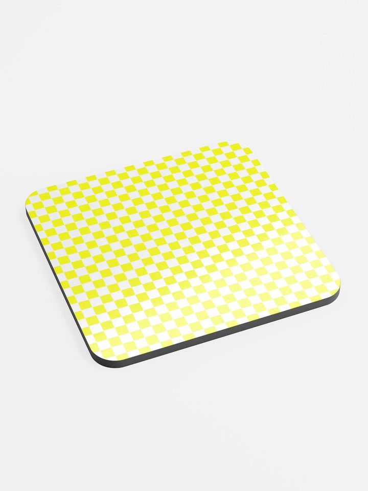 Checkers! Neon Yellow and White Checkered Cork Coaster product image (2)