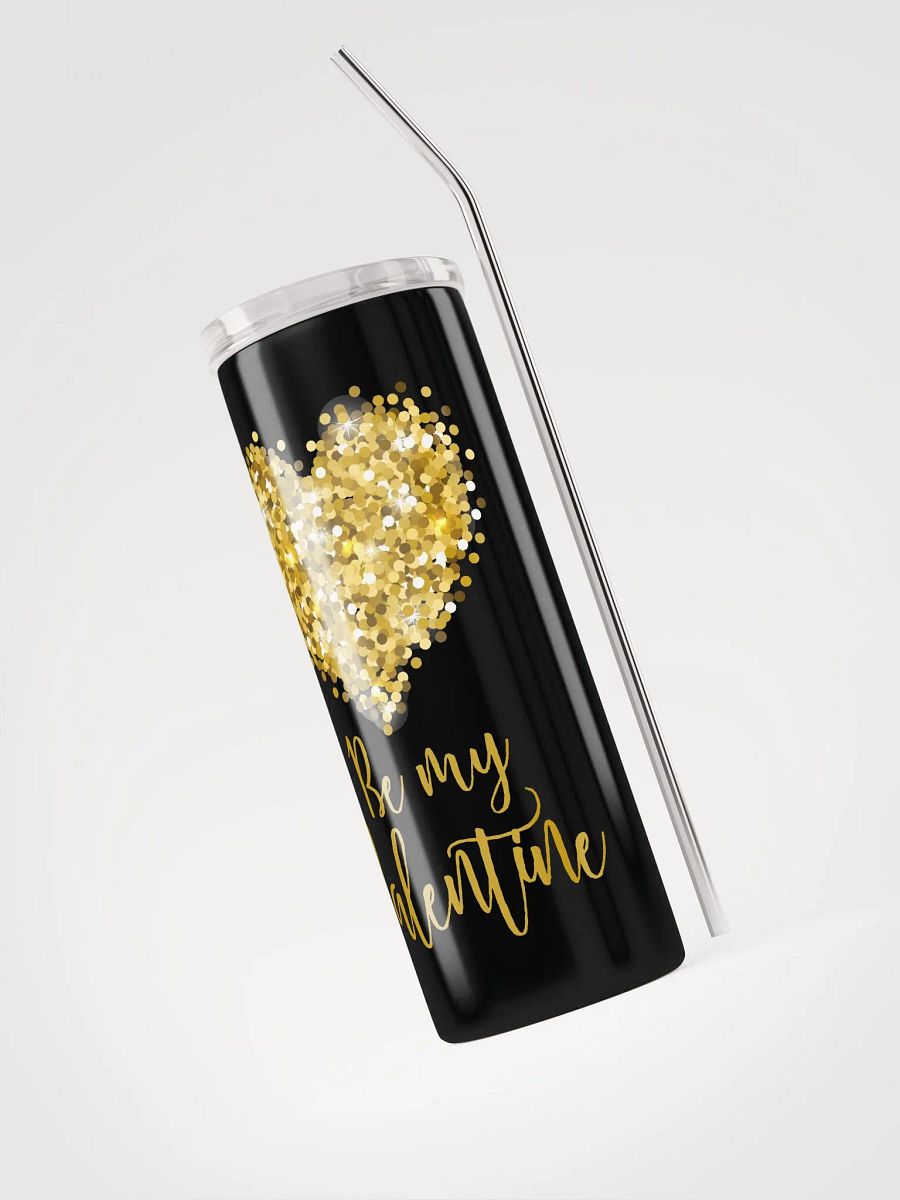 Golden Glitter Heart Be My Valentine Stainless Steel Tumbler: Sparkling Love product image (3)