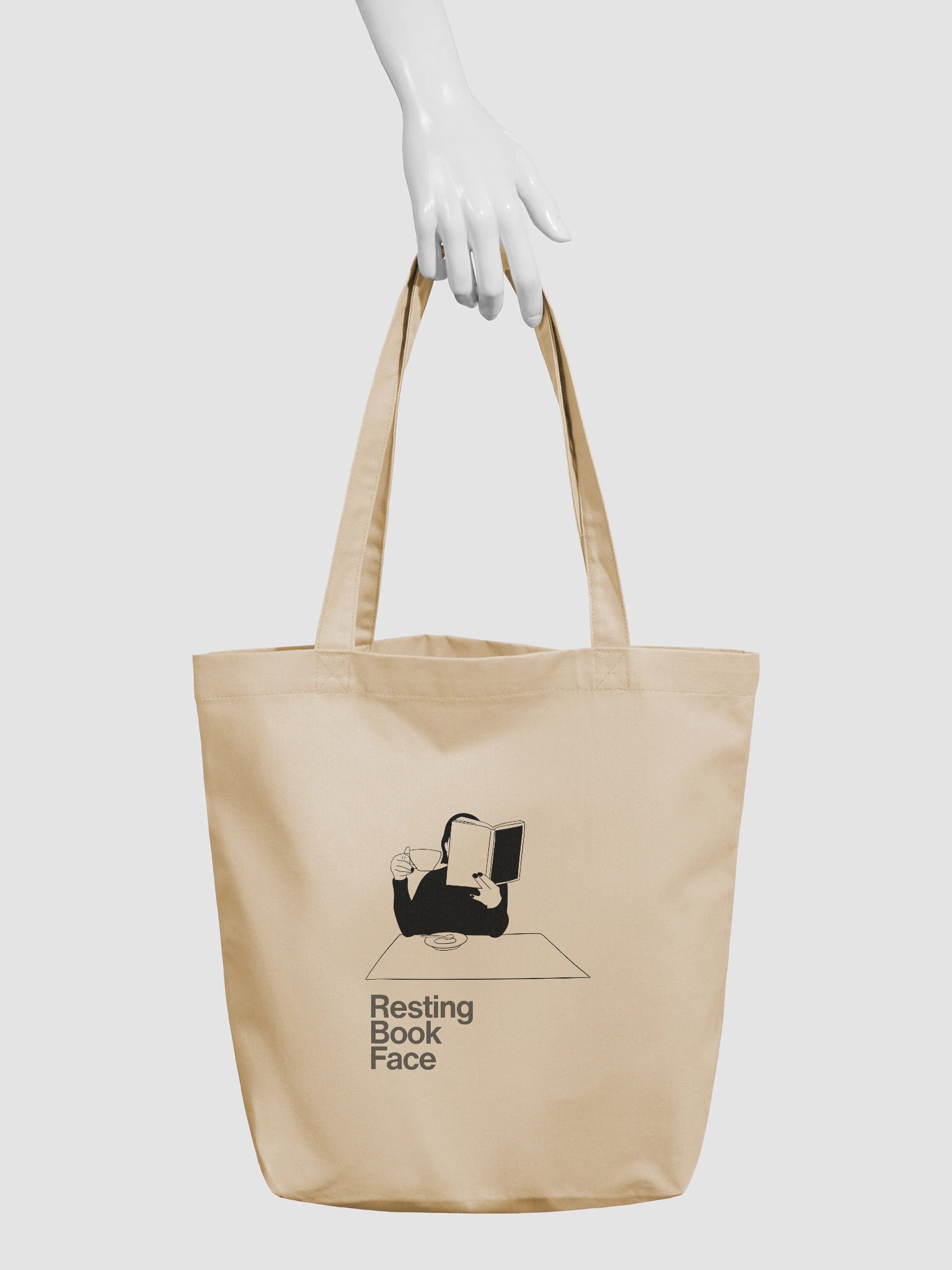 Resting Book Face Tote Bag – Funny Book Lover Gift, Canvas Reading Tote product image (3)