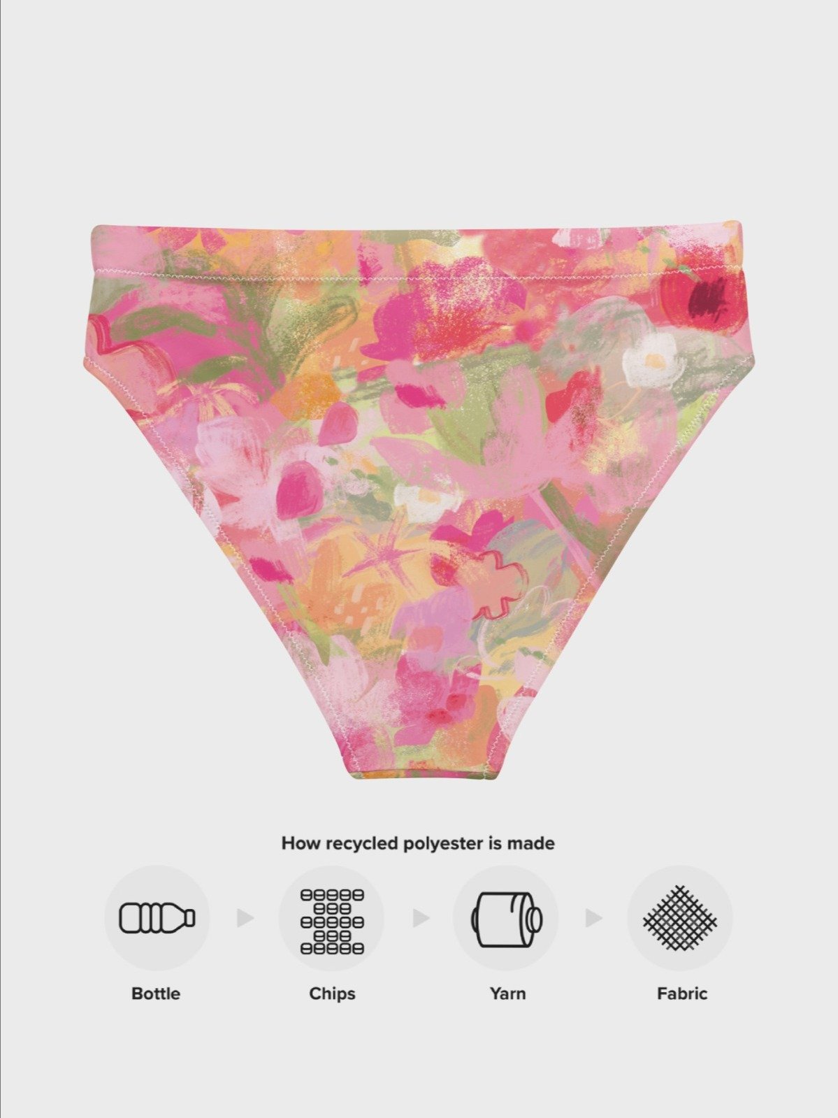 Recycled High-Waisted Bikini Bottom "Sweet Pastel Florals of Spring" product image (9)